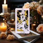Dark Synevyr The Golden Path Tarot Deck 80 Cards - card The Tower standing on deck box
