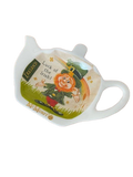 Teapot-shaped ceramic dish featuring an illustration of McMurfy the leprechaun and "Luck of the Irish" text