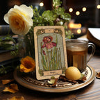 Botanica Oculta tarot card close-up with botanical illustration VI