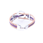 Meninas Bonitas Cork Multi-Colour Floral Handmade Bracelet 19x2.5cm – back view – purple cork variant featuring a circular silver-tone centrepiece and shell charms.