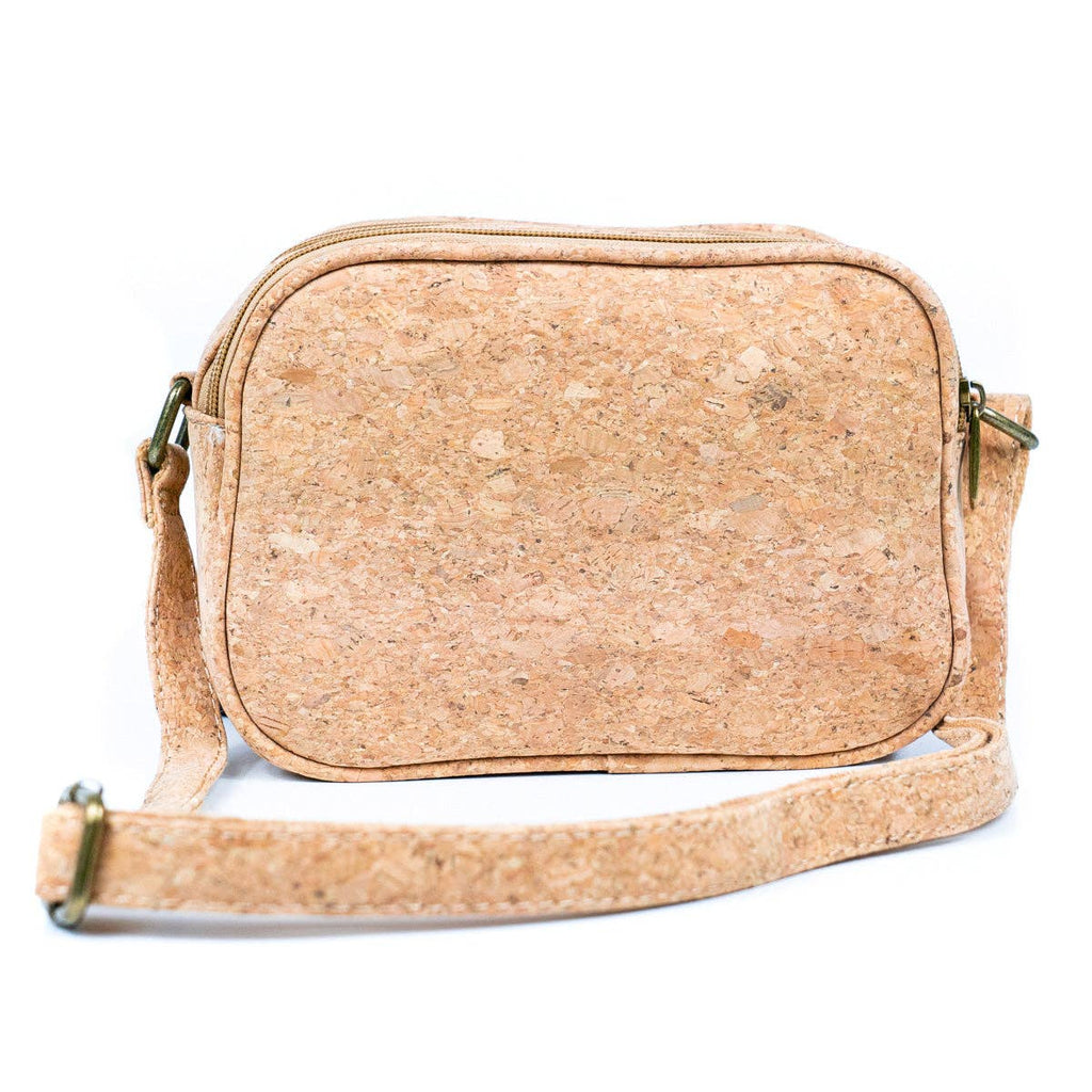 Meninas Bonitas Cork Patchwork Crossbody Bag 21x15x8cm – back view – natural cork bag.